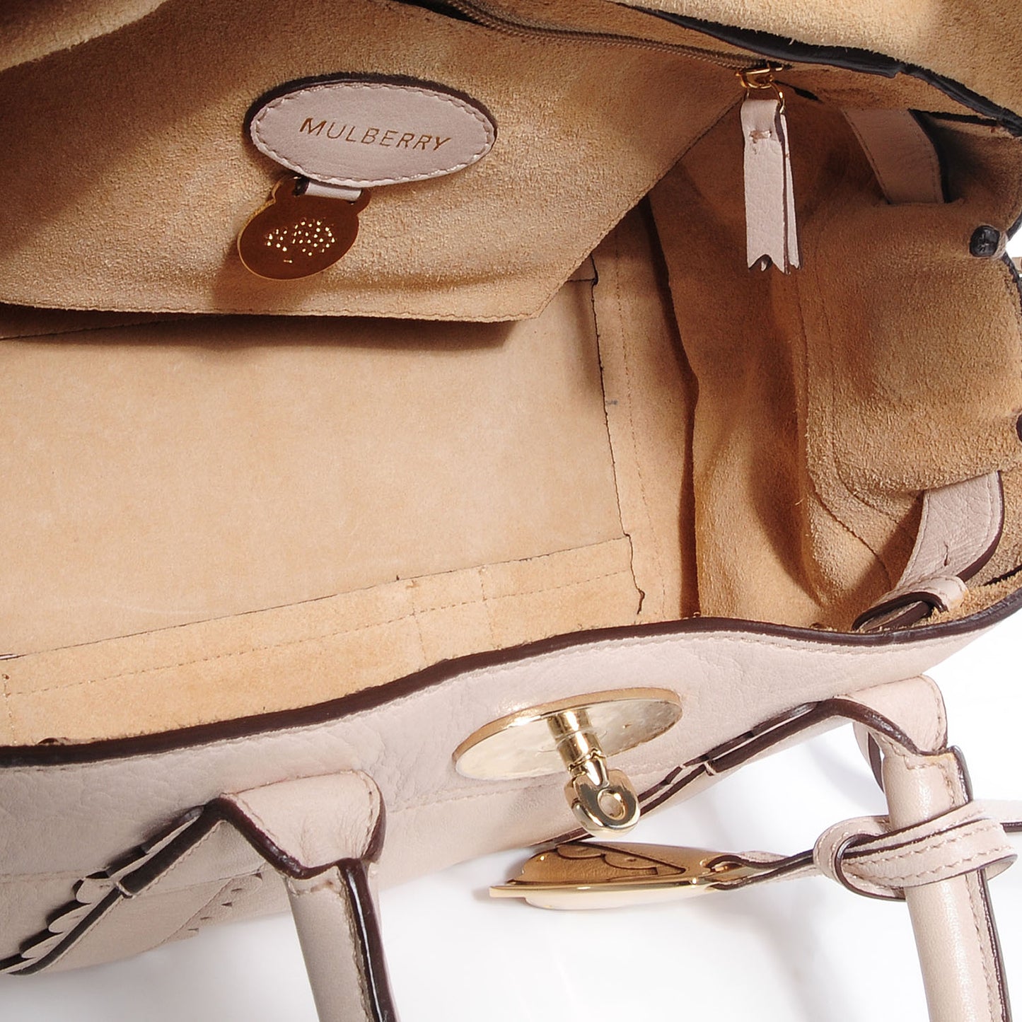 Soft Matte Leather Small Cookie Bayswater Satchel Pebble Beige