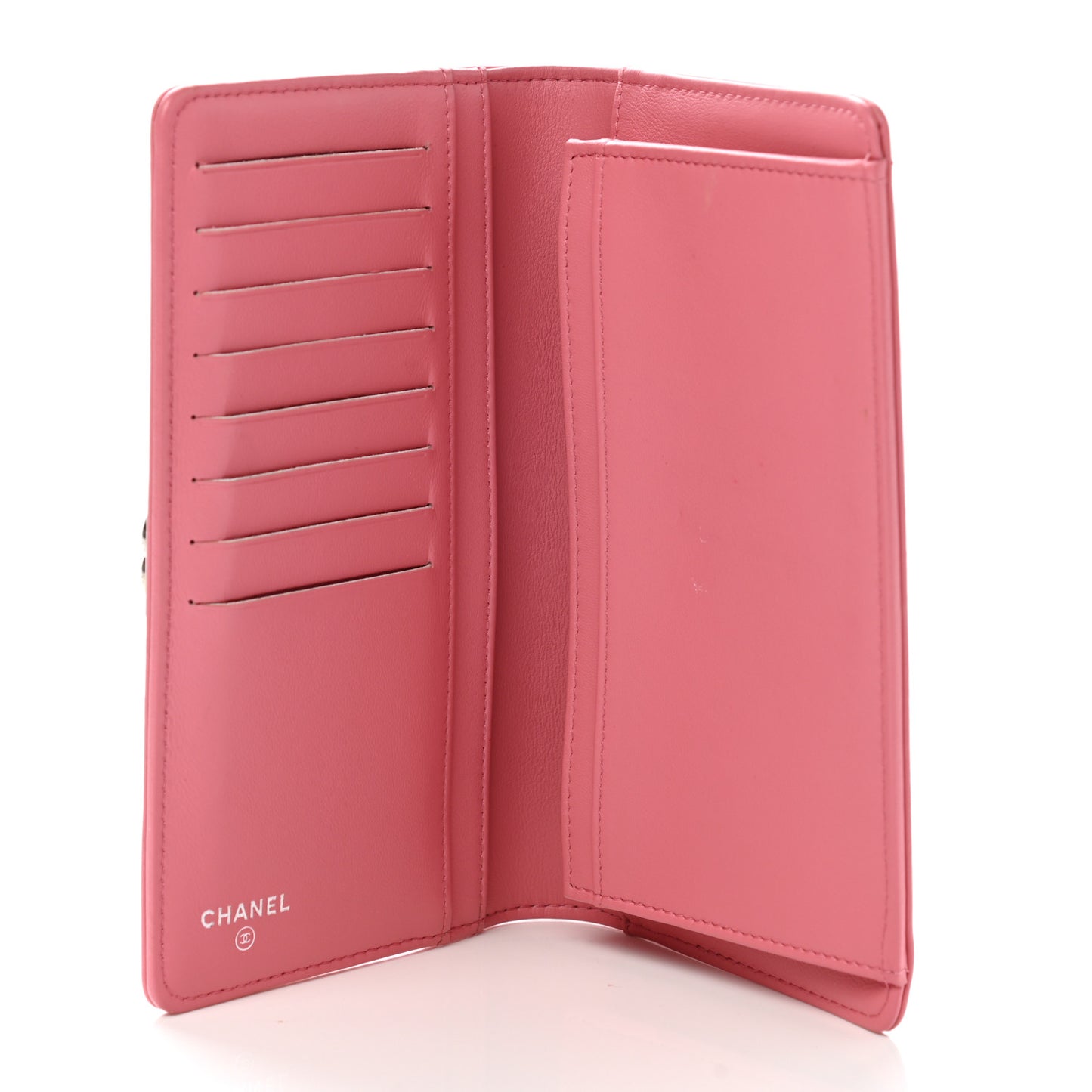 Calfskin Chevron Quilted Boy Yen Wallet Pink