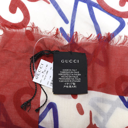 Gucci Modal Silk GucciGhost Print Shawl Red Multicolor 2 of 3
