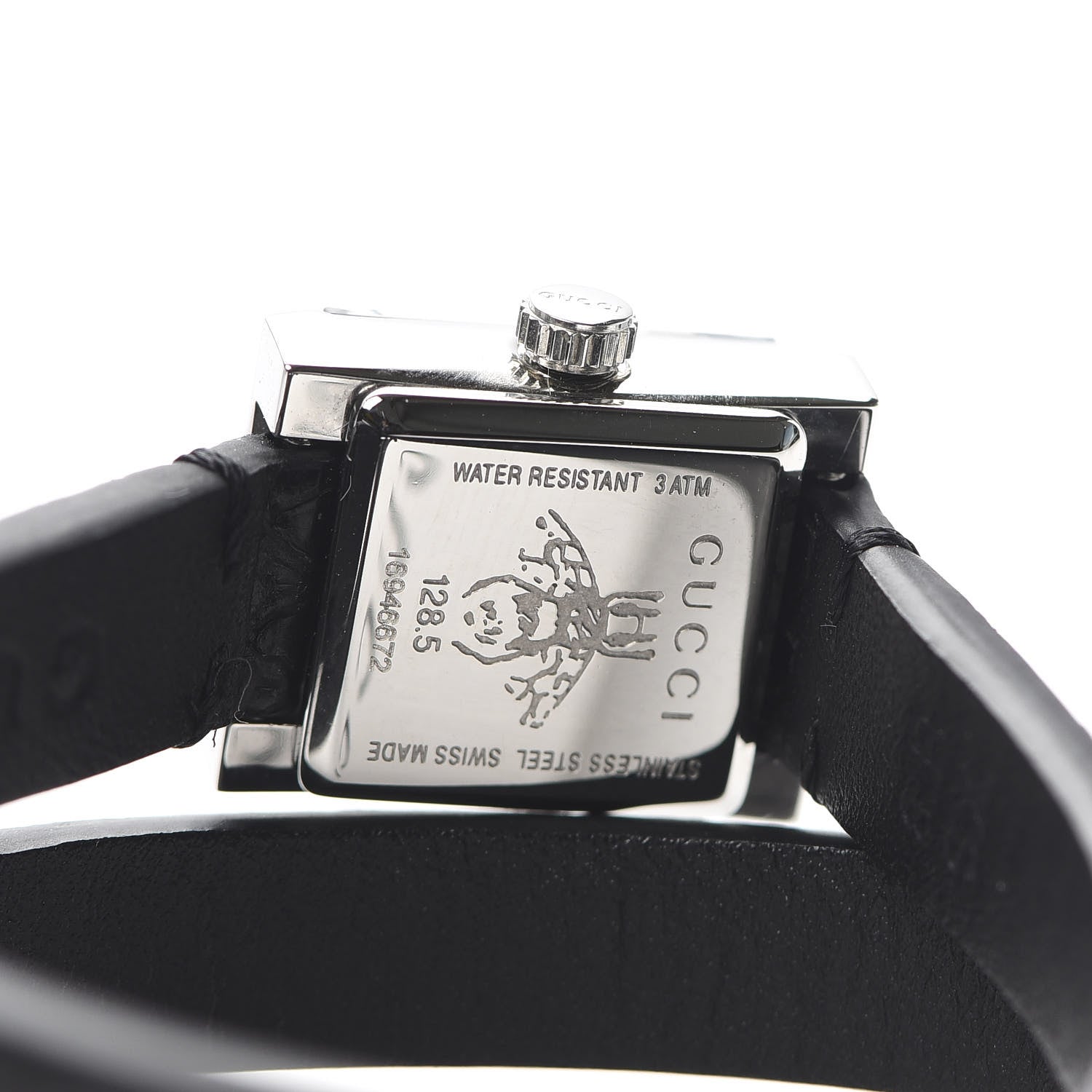 Gucci Stainless Steel Lizard 14mm G-Frame Square Double Wrap Quartz Watch Black 5 of 6