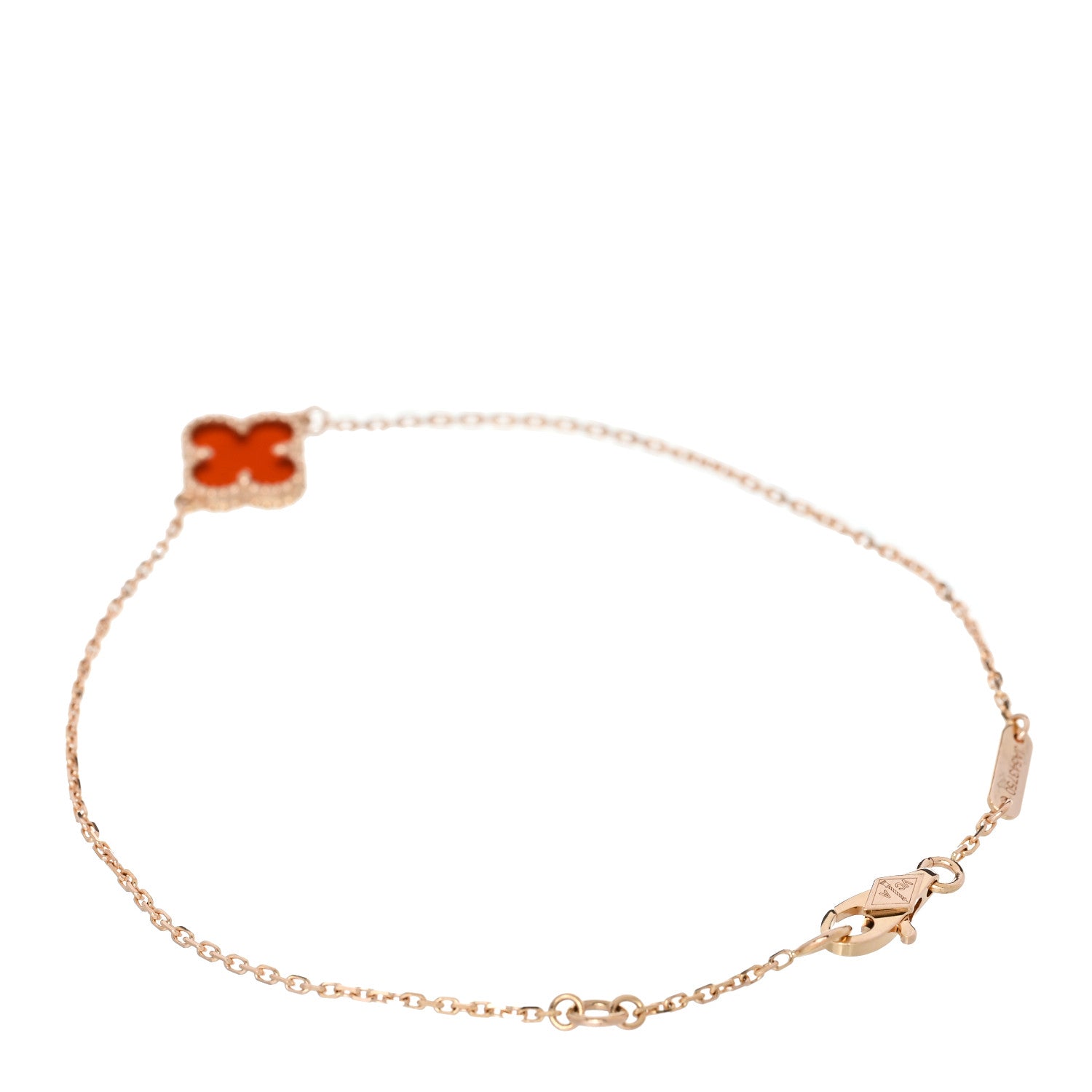 Van Cleef & Arpels 18K Rose Gold Carnelian Sweet Alhambra Bracelet 2 of 4