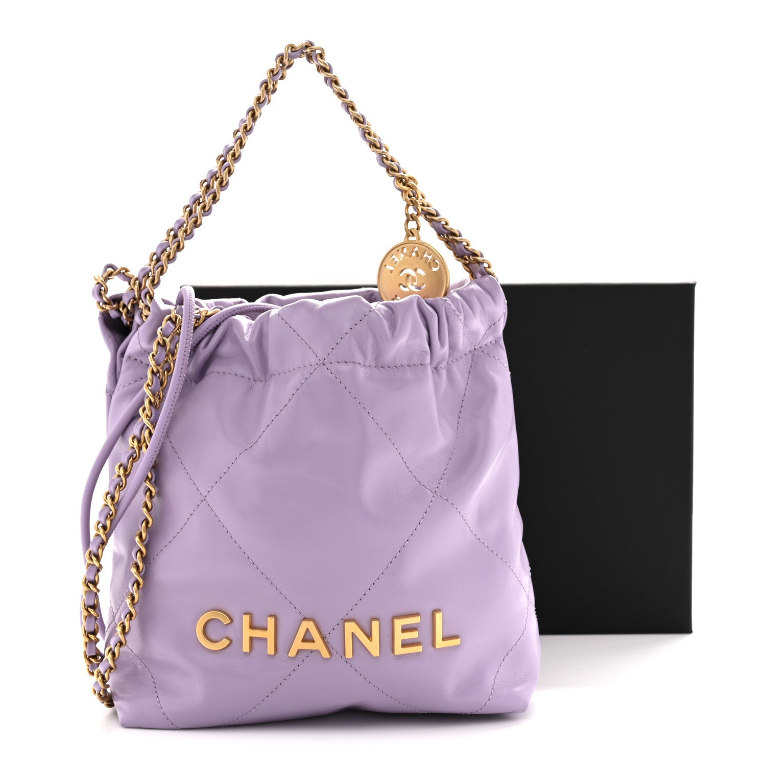 Chanel Shiny Calfskin Quilted Mini Chanel 22 Light Purple 10 of 10