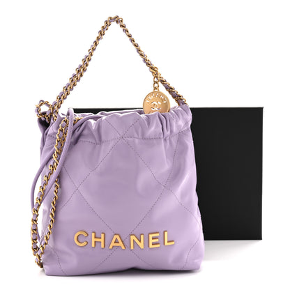 Chanel Shiny Calfskin Quilted Mini Chanel 22 Light Purple 10 of 10