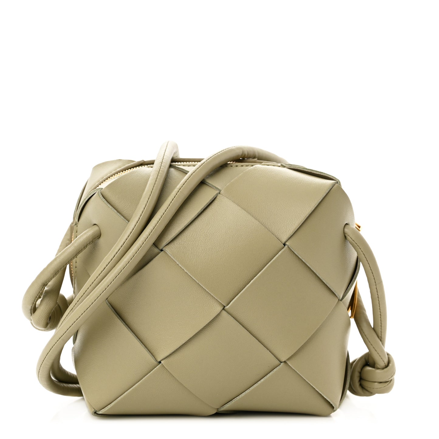 Lambskin Maxi Intrecciato Mini Cassette Camera Bag Travertine