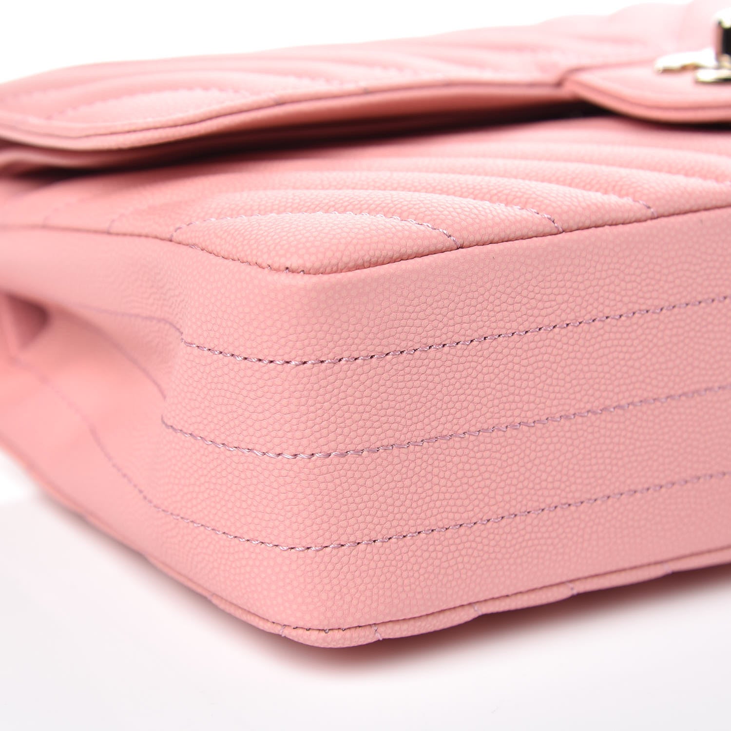 Chanel Caviar Chevron Quilted Medium Double Flap Pink 8 of 10