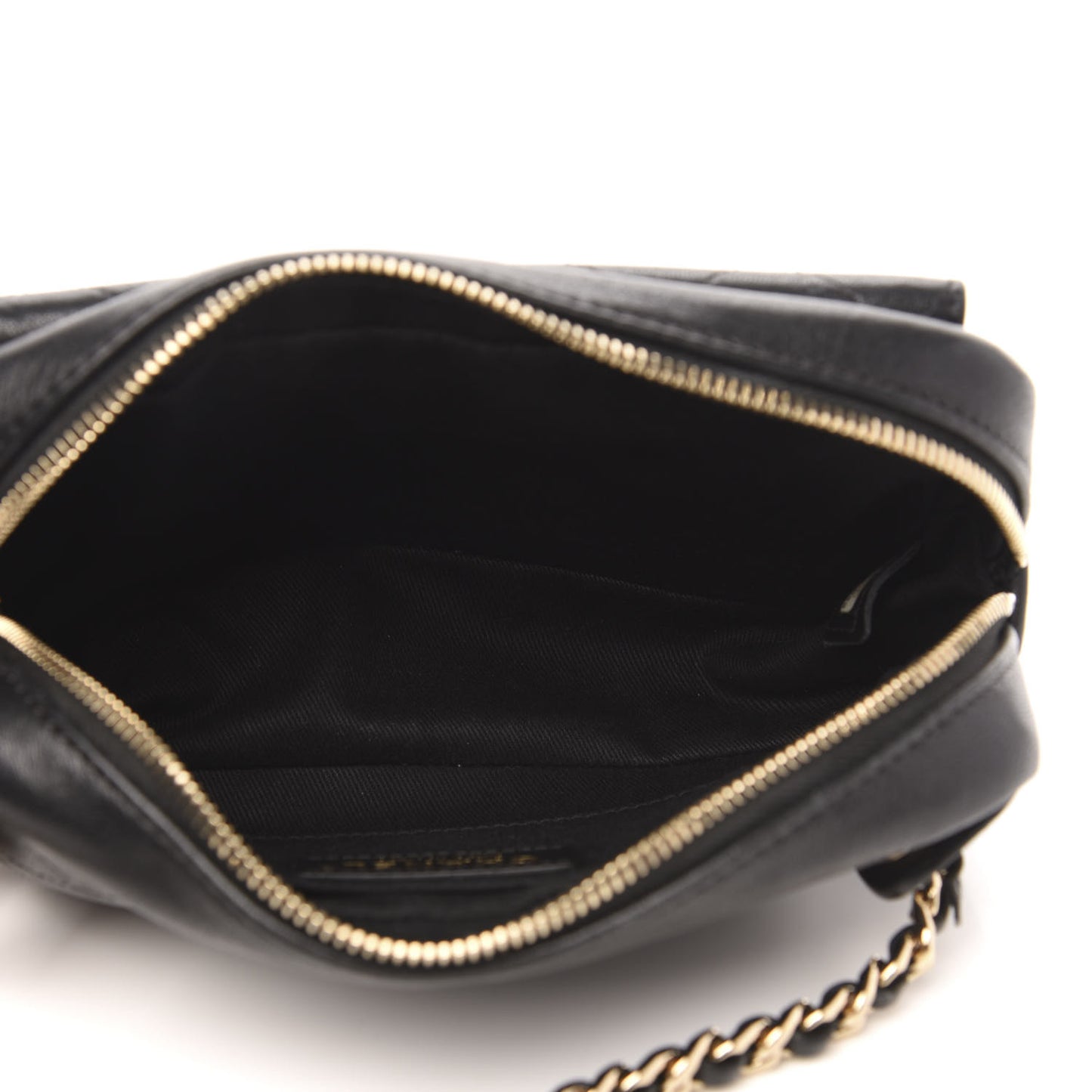 Calfskin Stitched Casual Trip Waist Bag Black