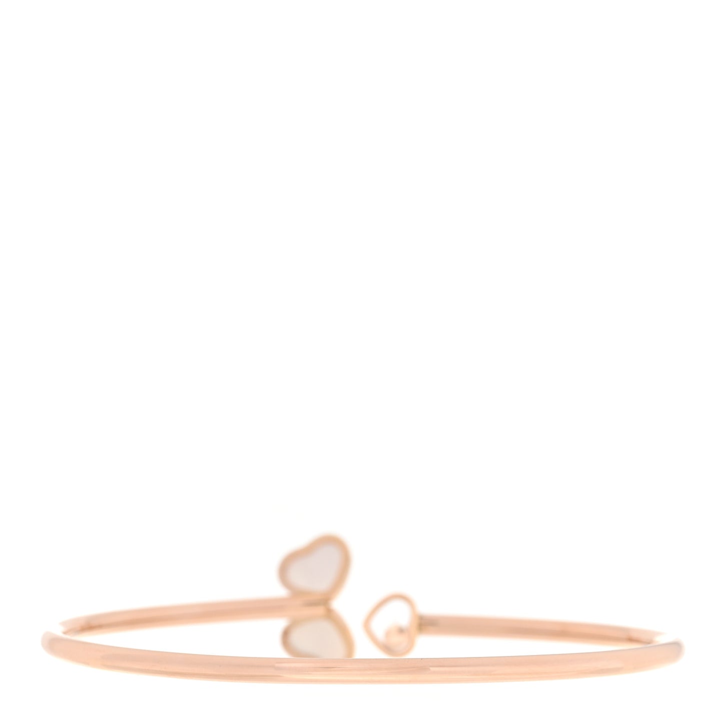 18K Rose Gold Mother of Pearl Diamond Happy Hearts Wings Bangle Bracelet