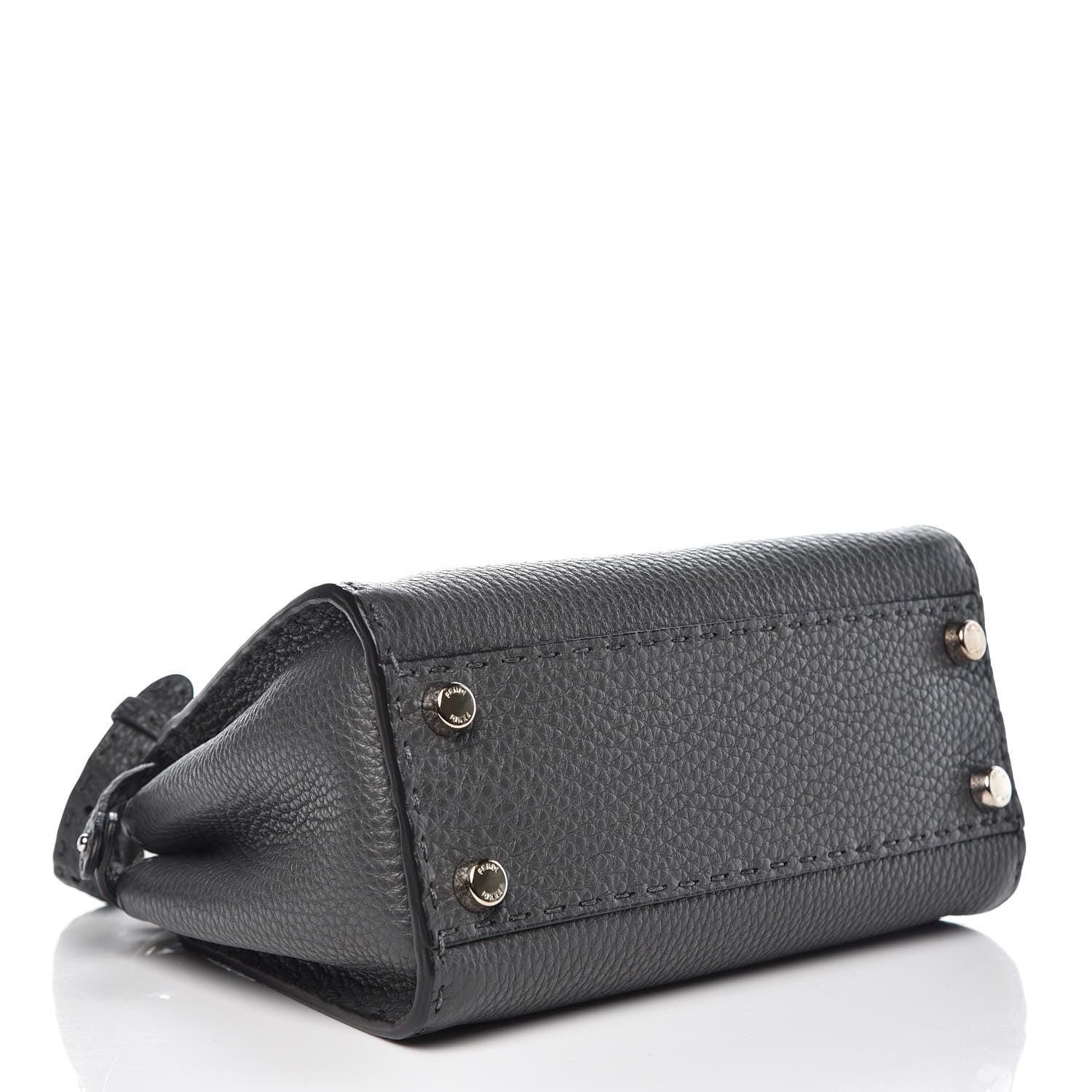 Fendi Cuoio Romano Selleria Bi-Color Mini Peekaboo Iconic Satchel Asfalto Latte 3 of 6