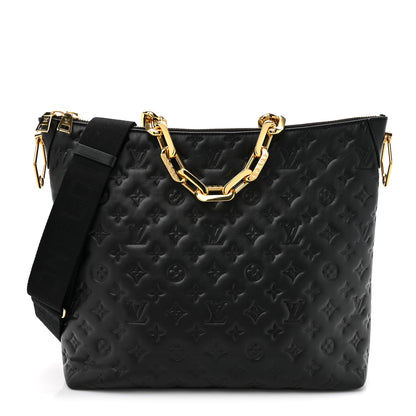 Louis Vuitton Lambskin Embossed Monogram Coussin Hobo MM Black 1 of 10