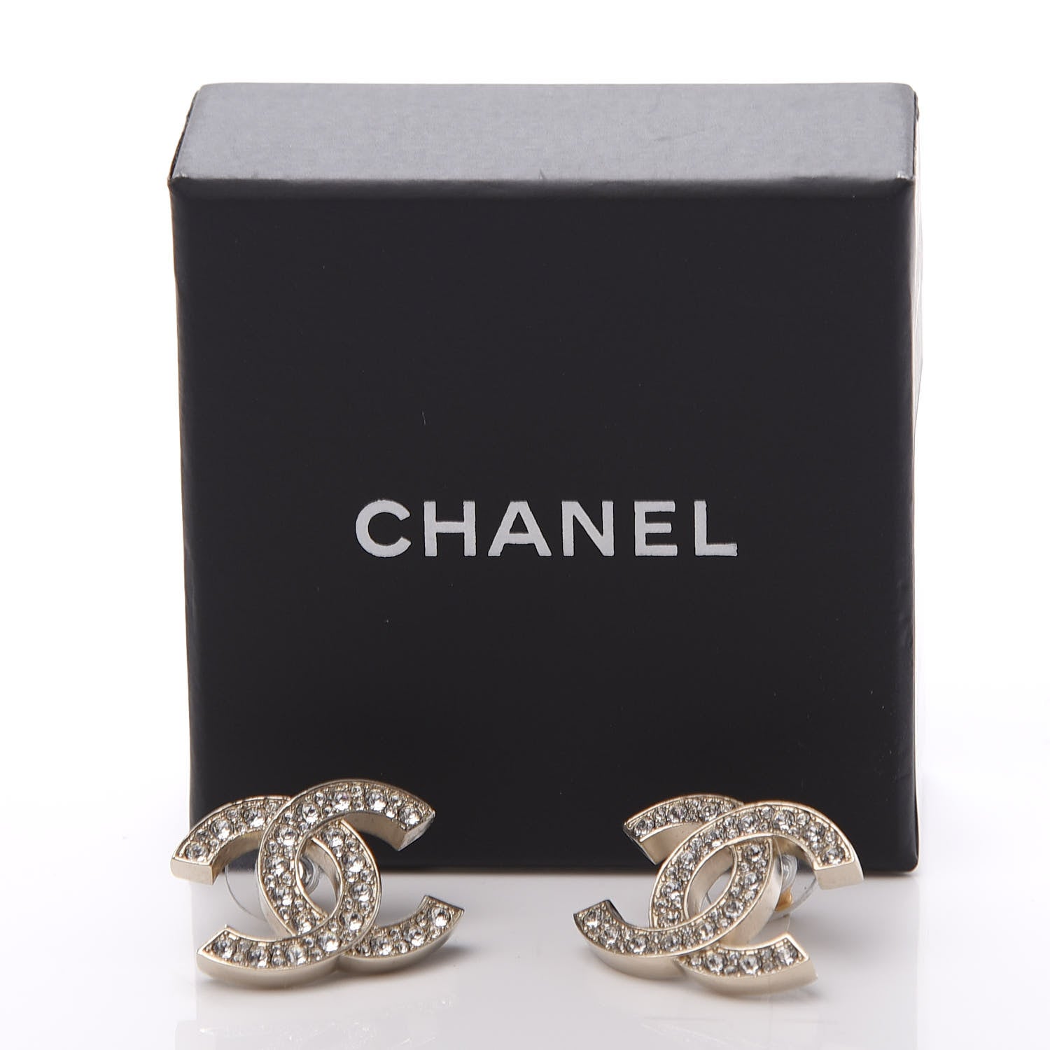 Chanel Crystal CC Earrings Light Gold 5 of 5