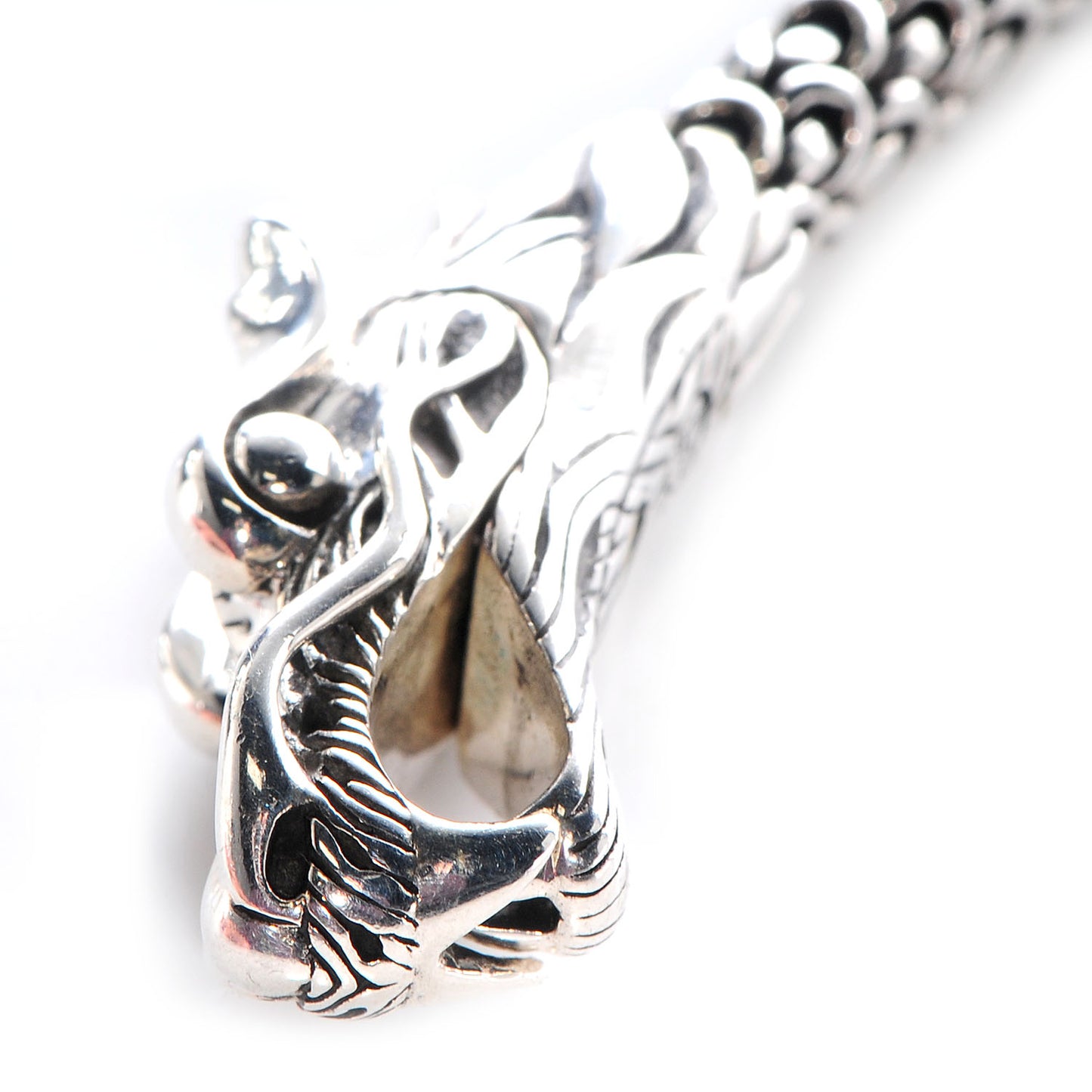 Sterling Silver 18K Yellow Gold 6mm Naga Dragon Bracelet