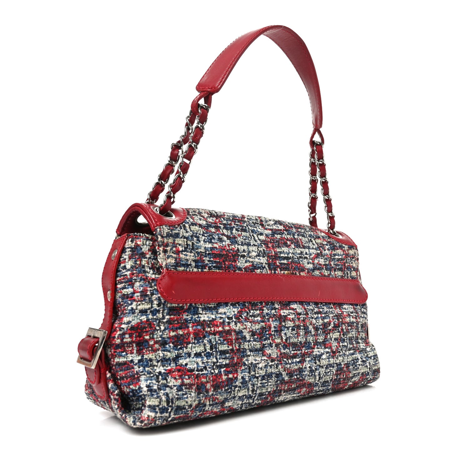 Tweed Lambskin Flap Blue Red