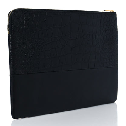 Celine Crocodile Embossed Calfskin Clutch Black 3 of 8