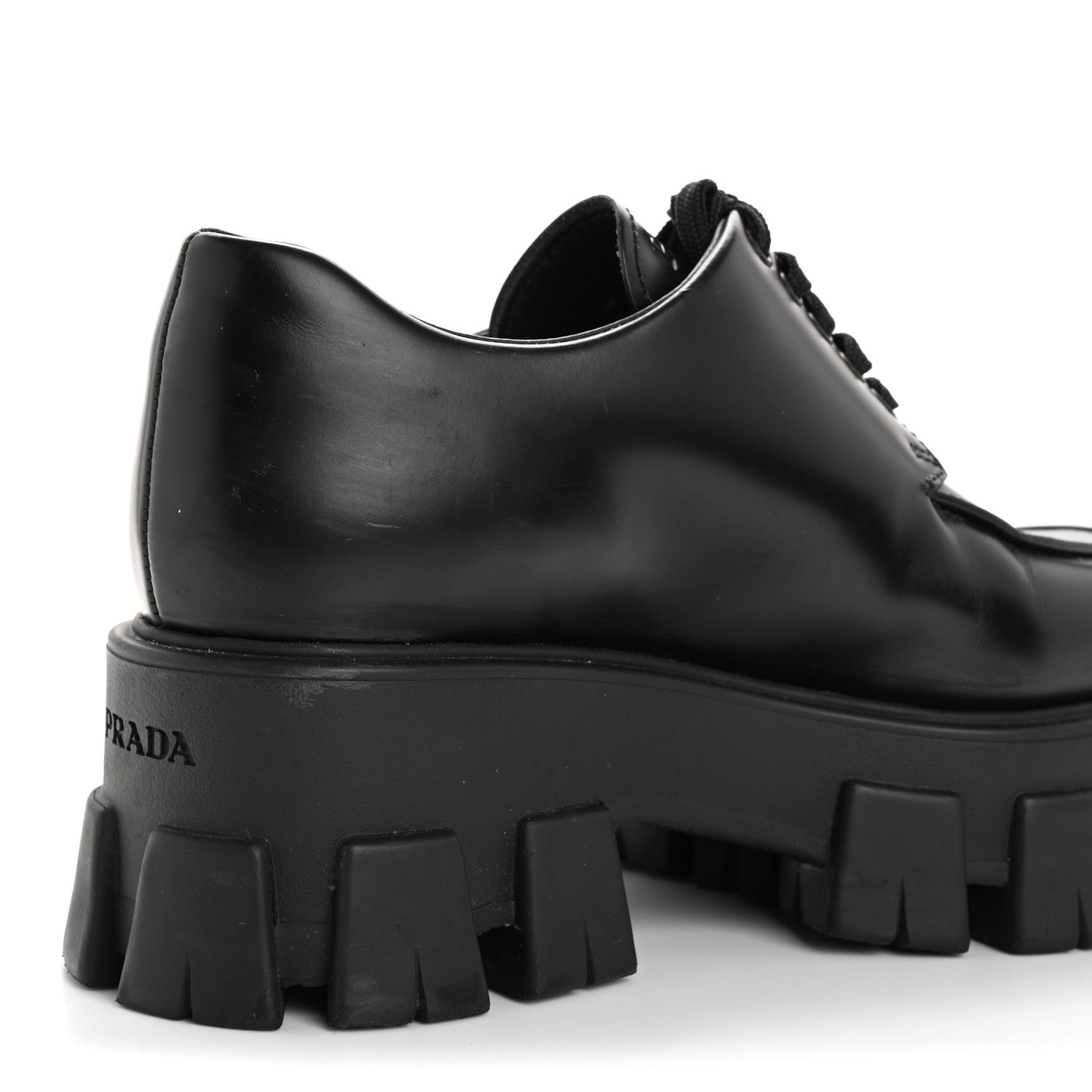 Prada Spazzolato Rois Monolith 55mm Derby Loafers 37 Black 10 of 10