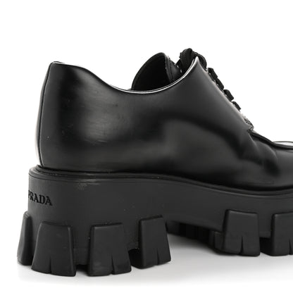 Prada Spazzolato Rois Monolith 55mm Derby Loafers 37 Black 10 of 10