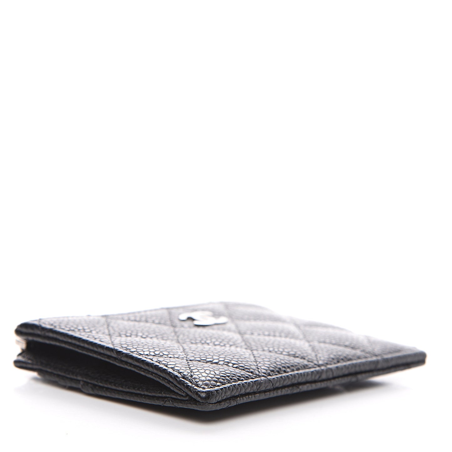 Caviar Quilted CC Zip Card Holder Black