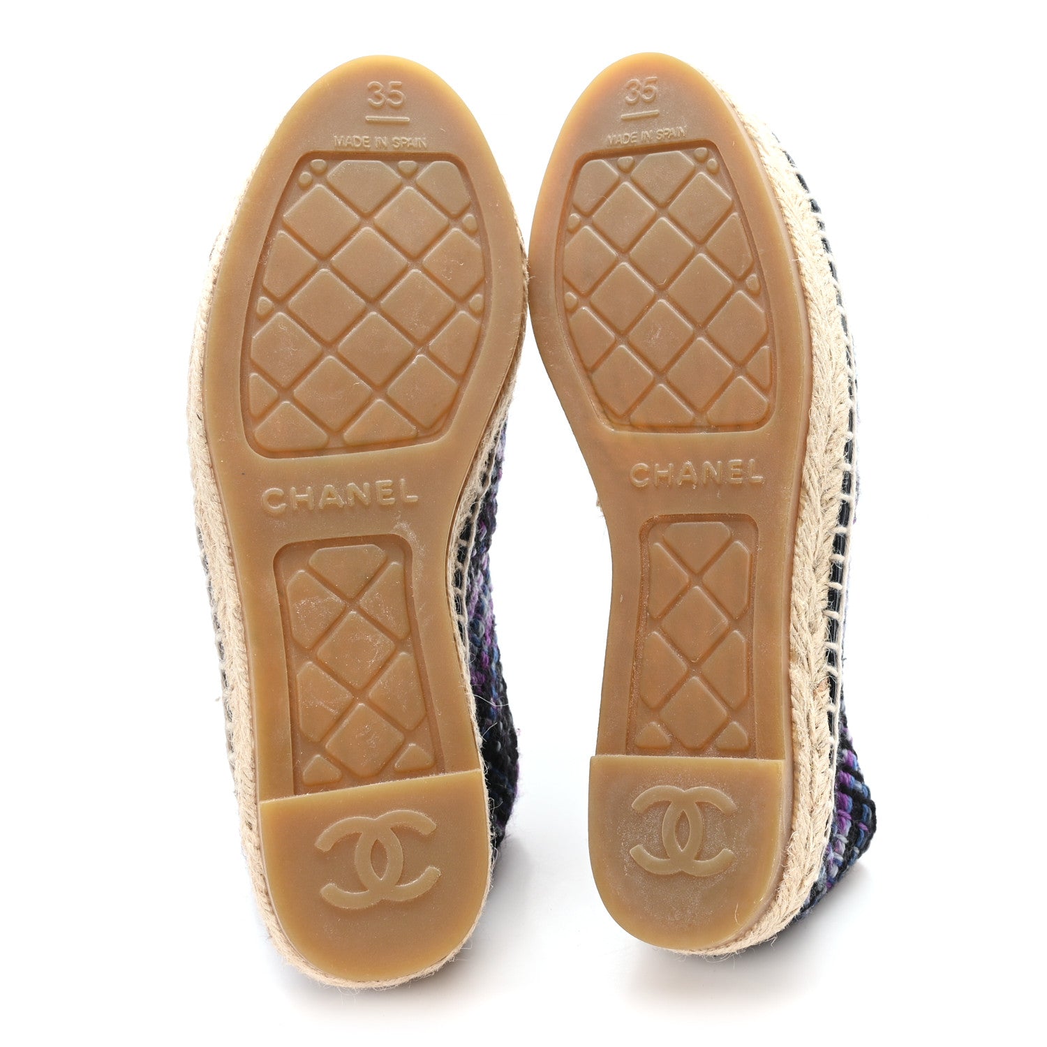 Chanel Tweed Grosgrain CC Espadrilles 35 Purple Black Navy 9 of 10