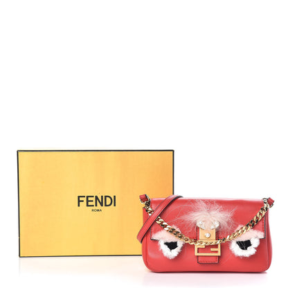 Fendi Nappa Rabbit Fox Fur Micro Buggie Baguette Fiamma Rosa 15 of 15