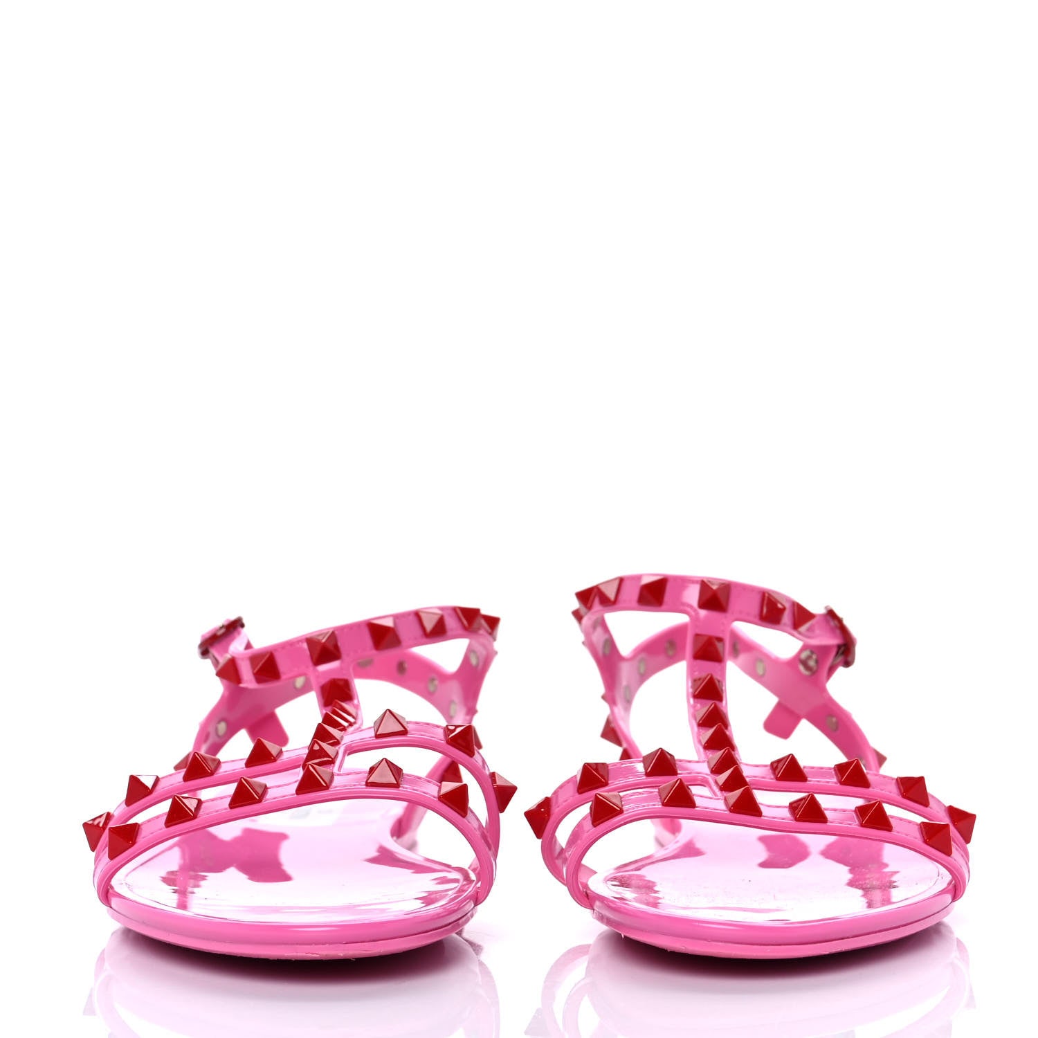 Valentino Garavani PVC Jelly Rockstud Caged Sandals 38 Feminine Pink Rouge Pur 2 of 7