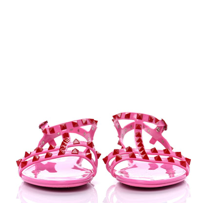 Valentino Garavani PVC Jelly Rockstud Caged Sandals 38 Feminine Pink Rouge Pur 2 of 7