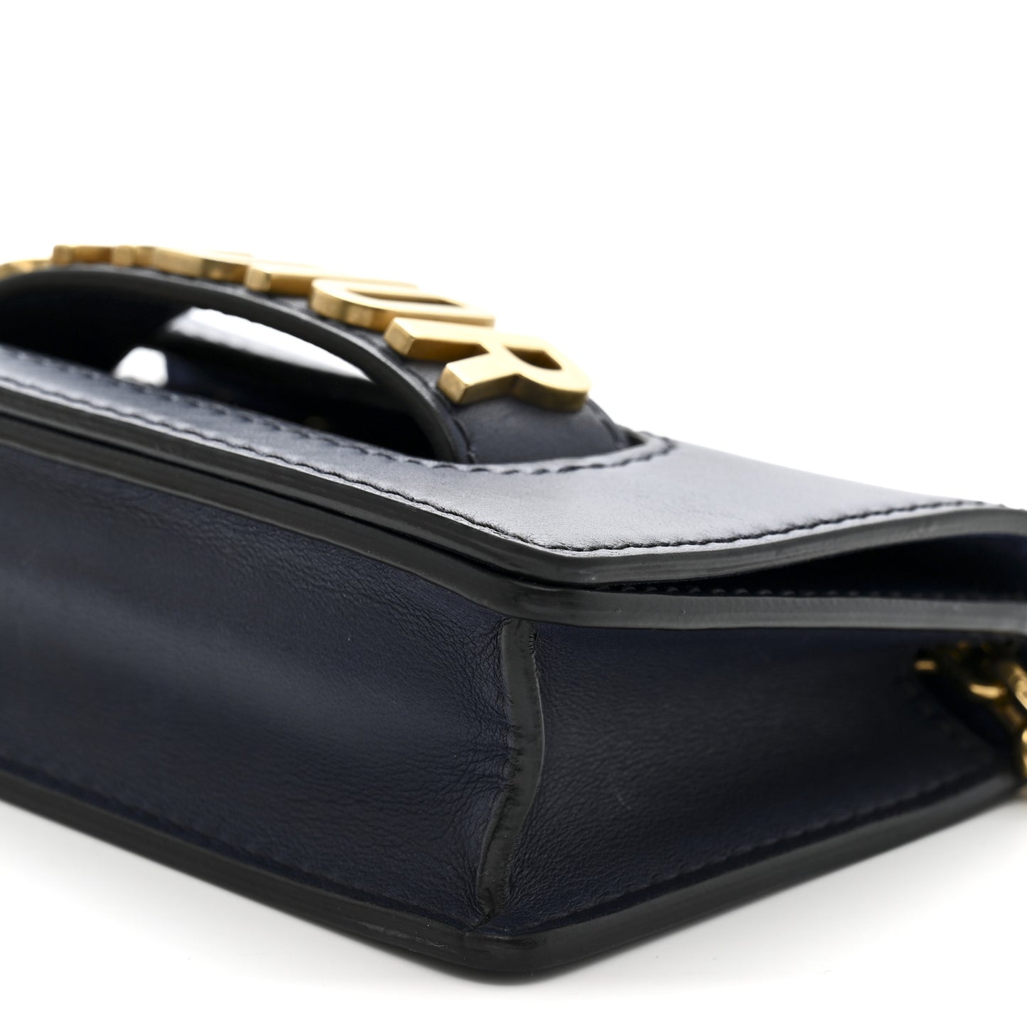 Calfskin Mini J'Adior Chain Flap Bag Navy Blue