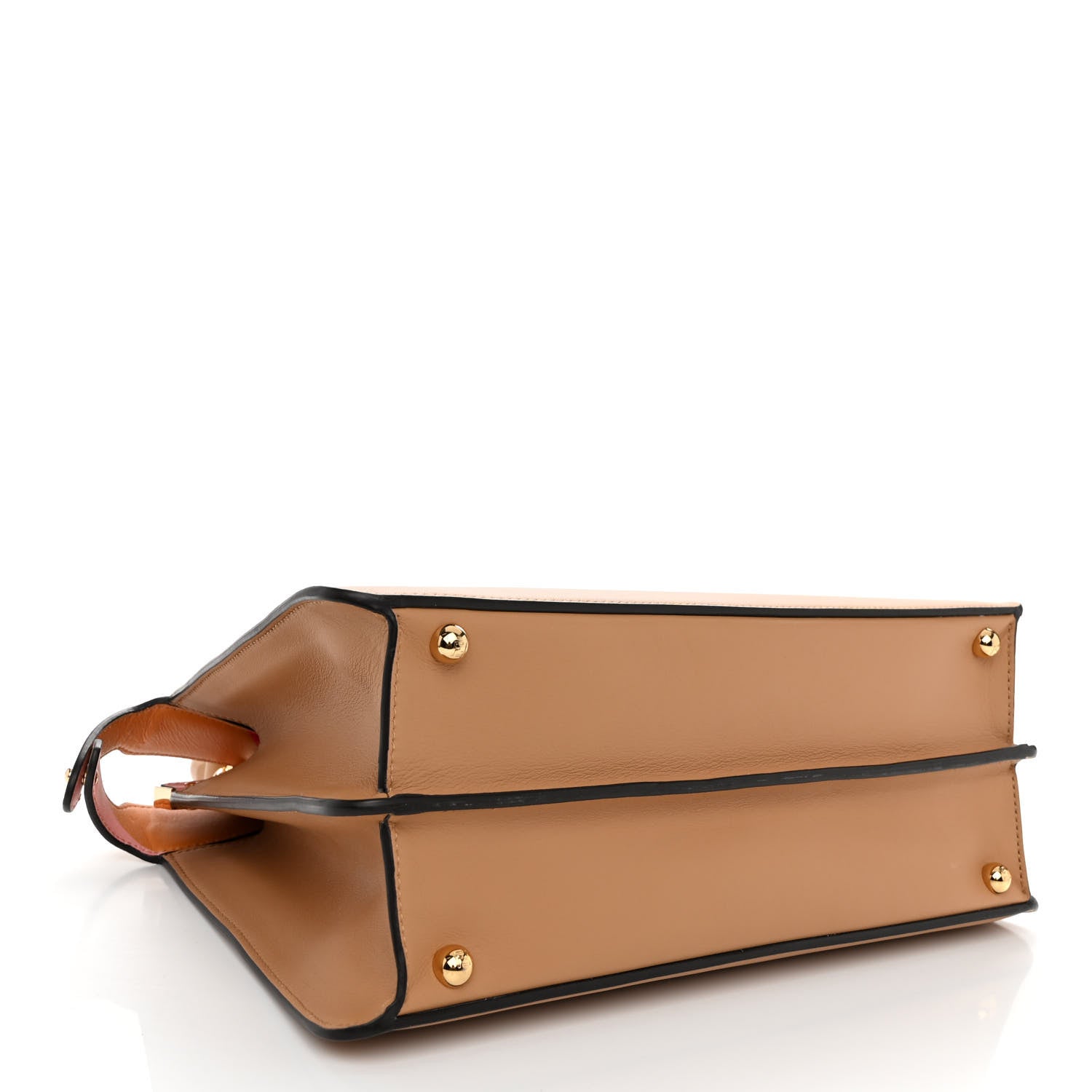 Fendi Vitello Seta Nappa FF Striped Embossed Medium Peekaboo I SEE U Satchel Miele Scuro Multicolor 4 of 10