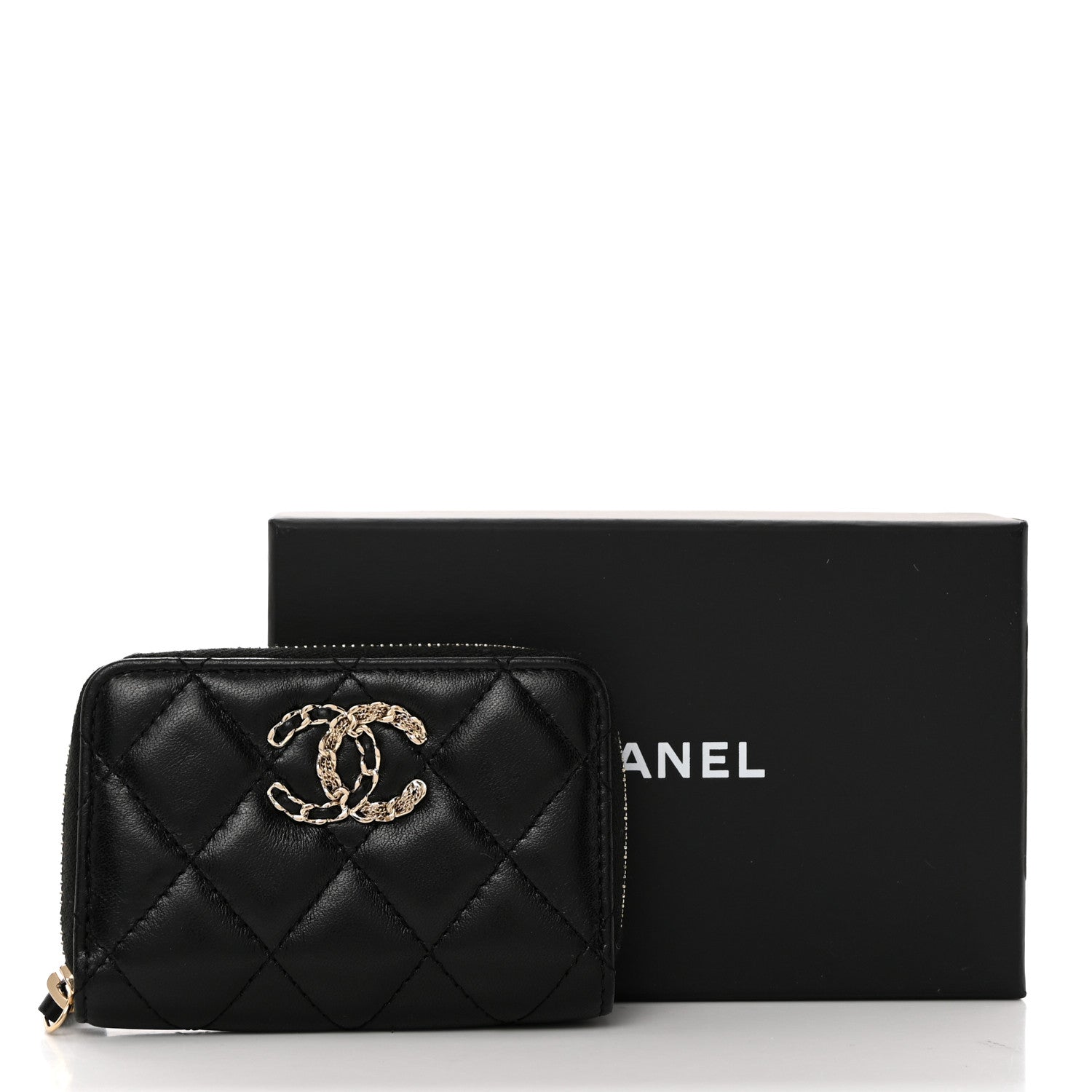 Chanel Lambskin Quilted French New Wave Zip Coin Purse Black 8 of 8