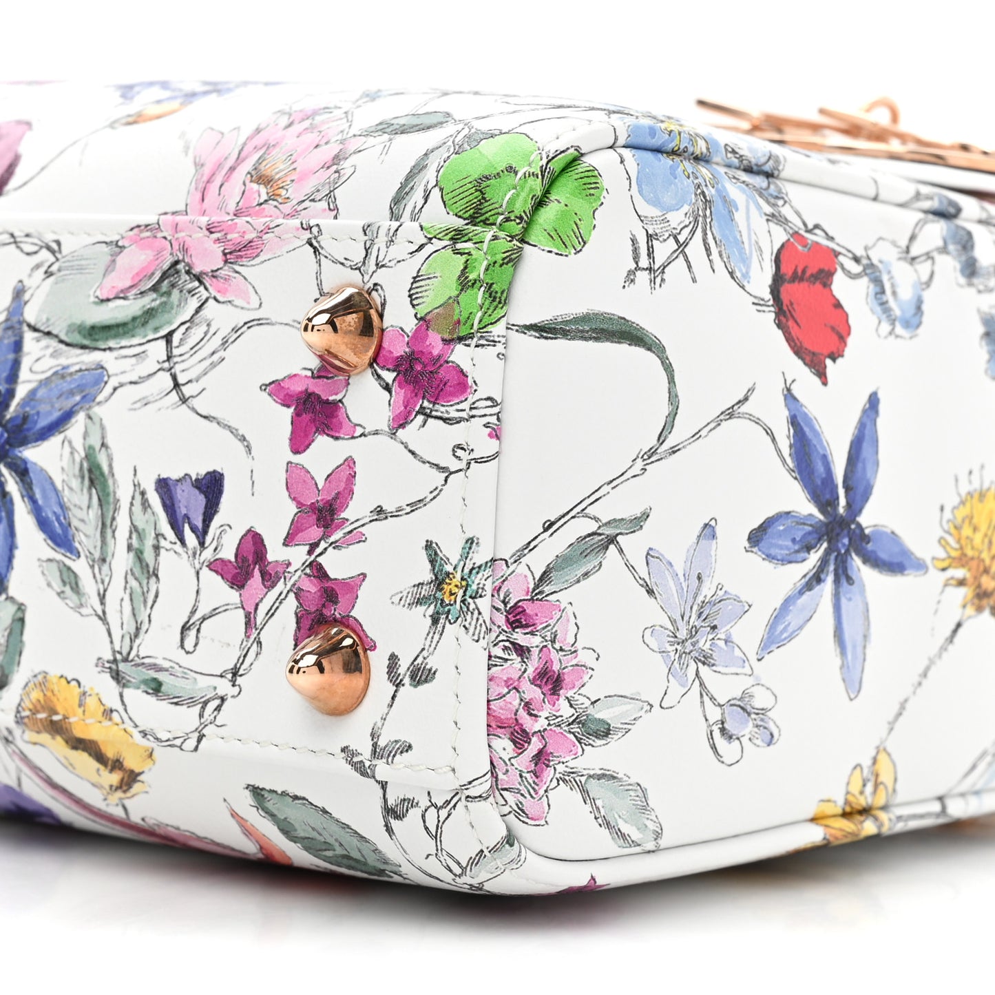 Calfskin Printed Small Florigelio My ABCDior Lady Dior White Multicolor