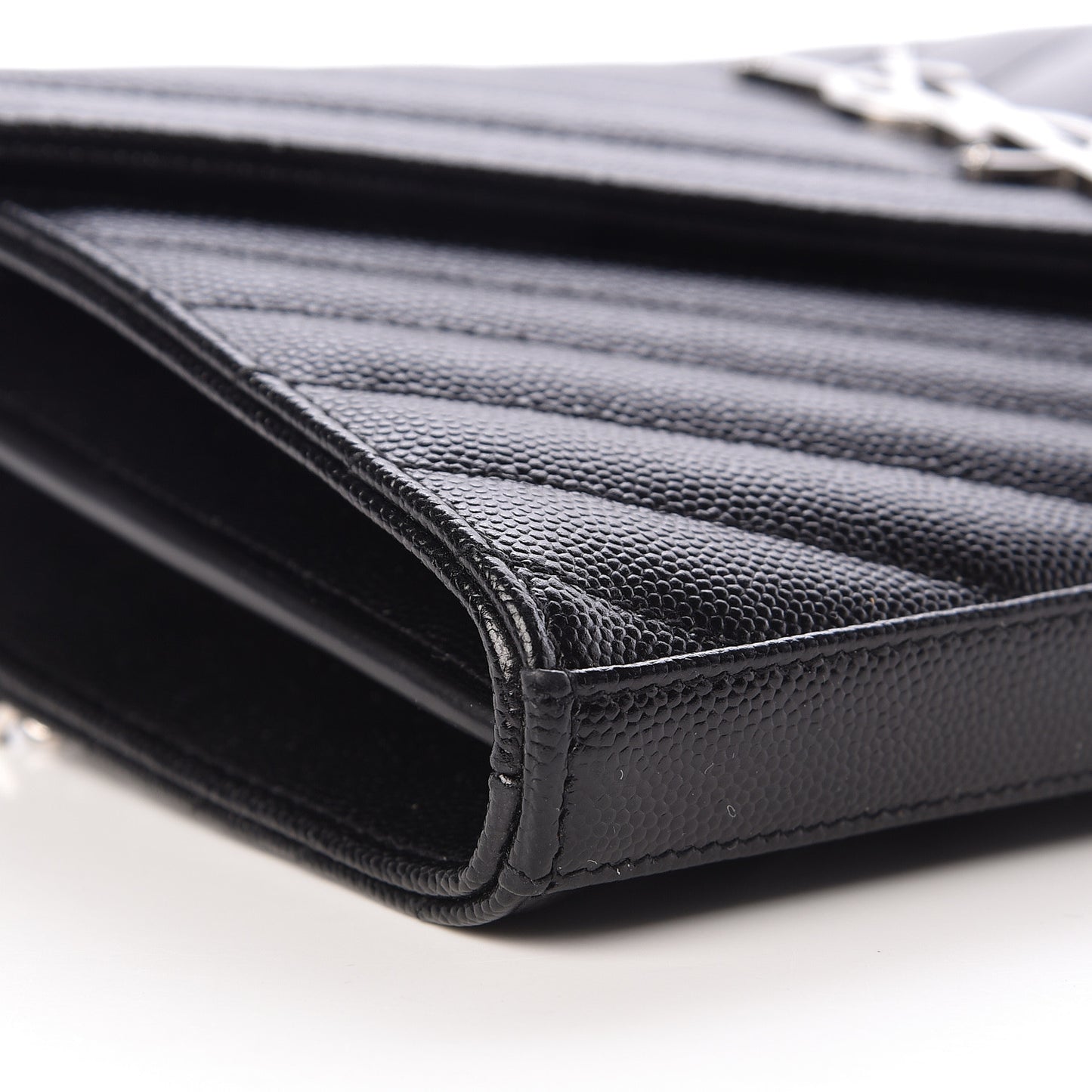Grain De Poudre Matelasse Chevron Monogram Chain Wallet Black