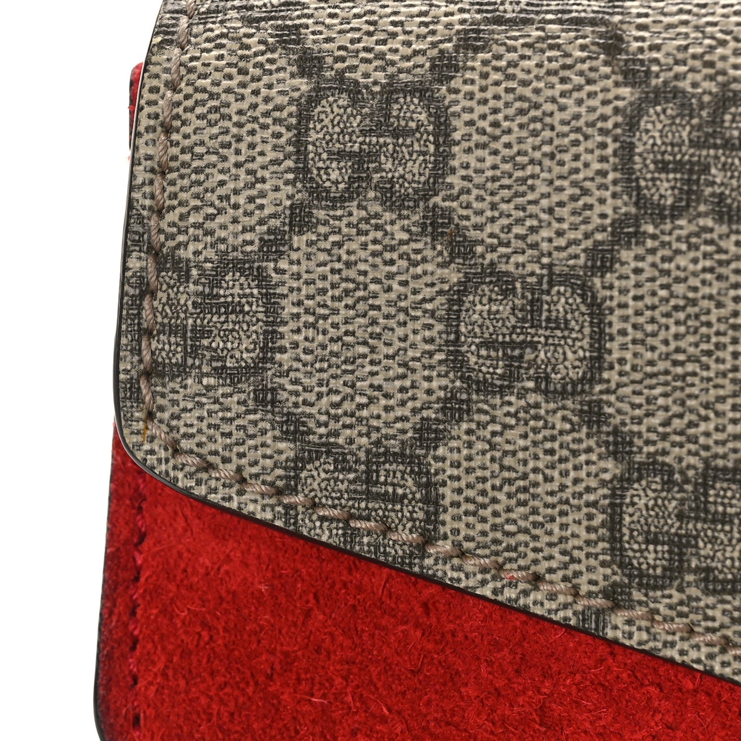 Gucci GG Supreme Monogram Suede Mini Dionysus Shoulder Bag Beige Ebony Vulcanic Red 10 of 13
