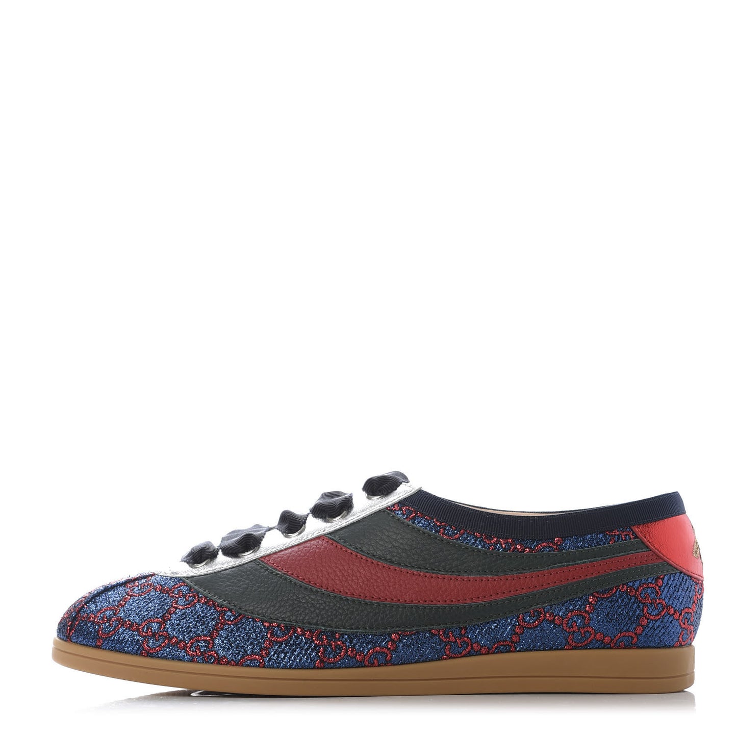 Lurex Calfskin Web GG Monogram Womens Falacer Sneakers 39 Iridescent Blue Iridescent Red Silver