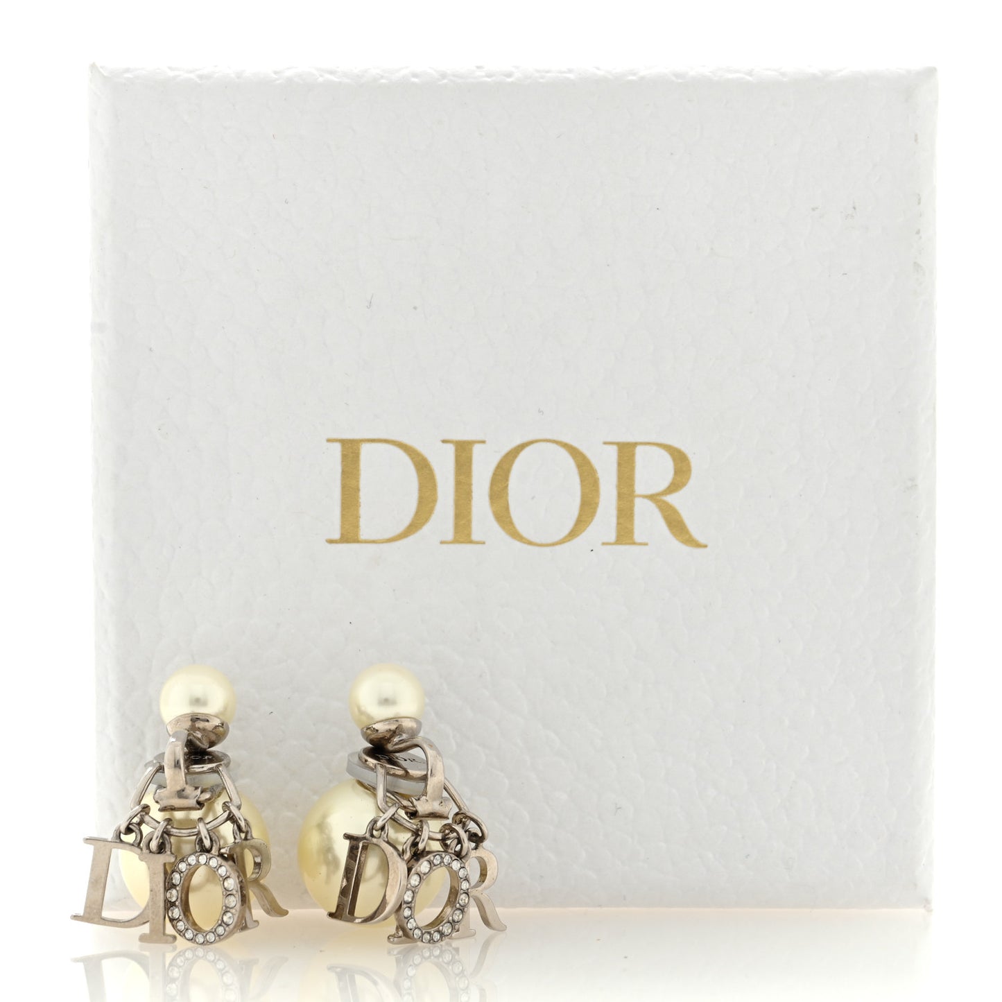 Metal Pearl Crystal Tribales Clip Earrings Silver White