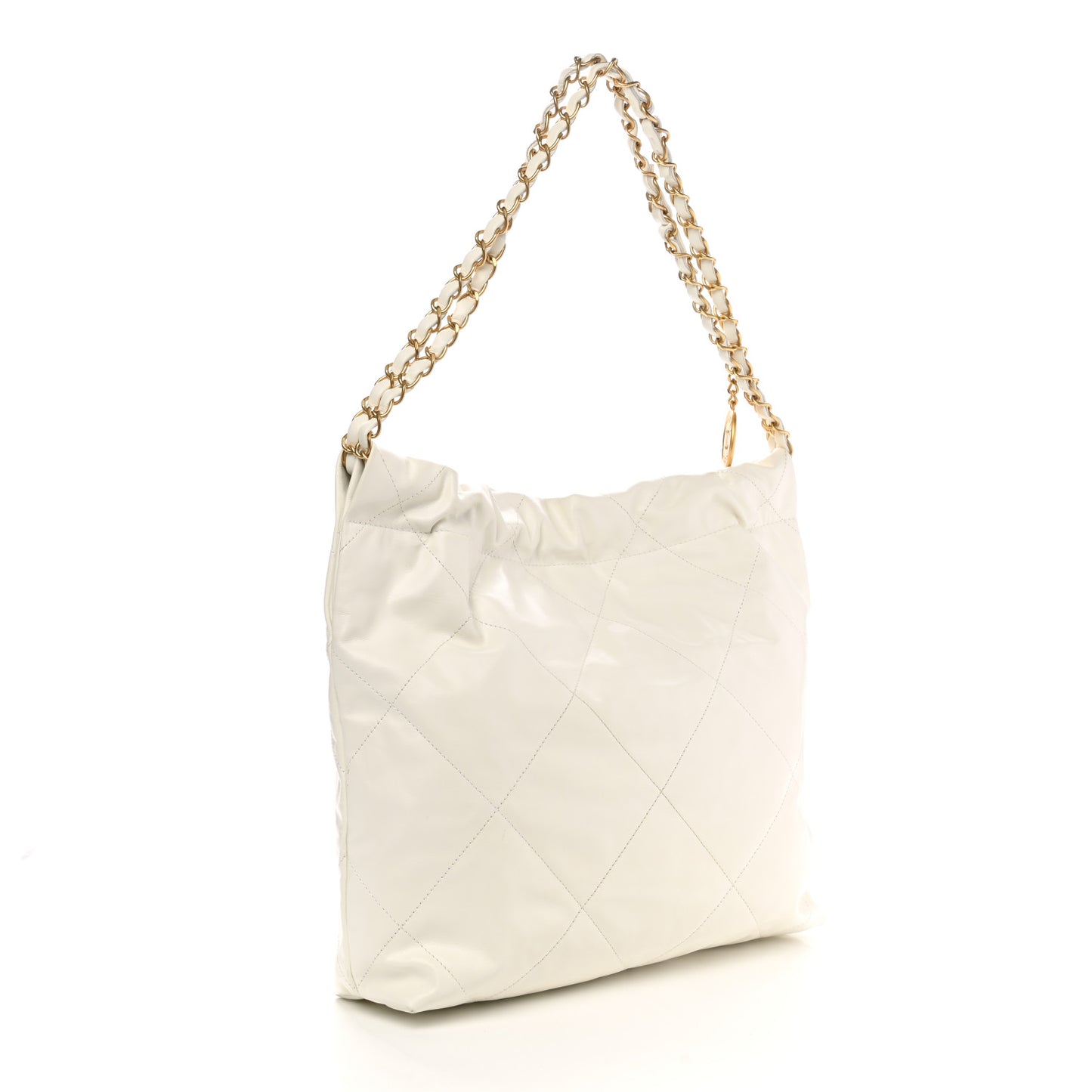 Shiny Calfskin Quilted Small Chanel 22 White