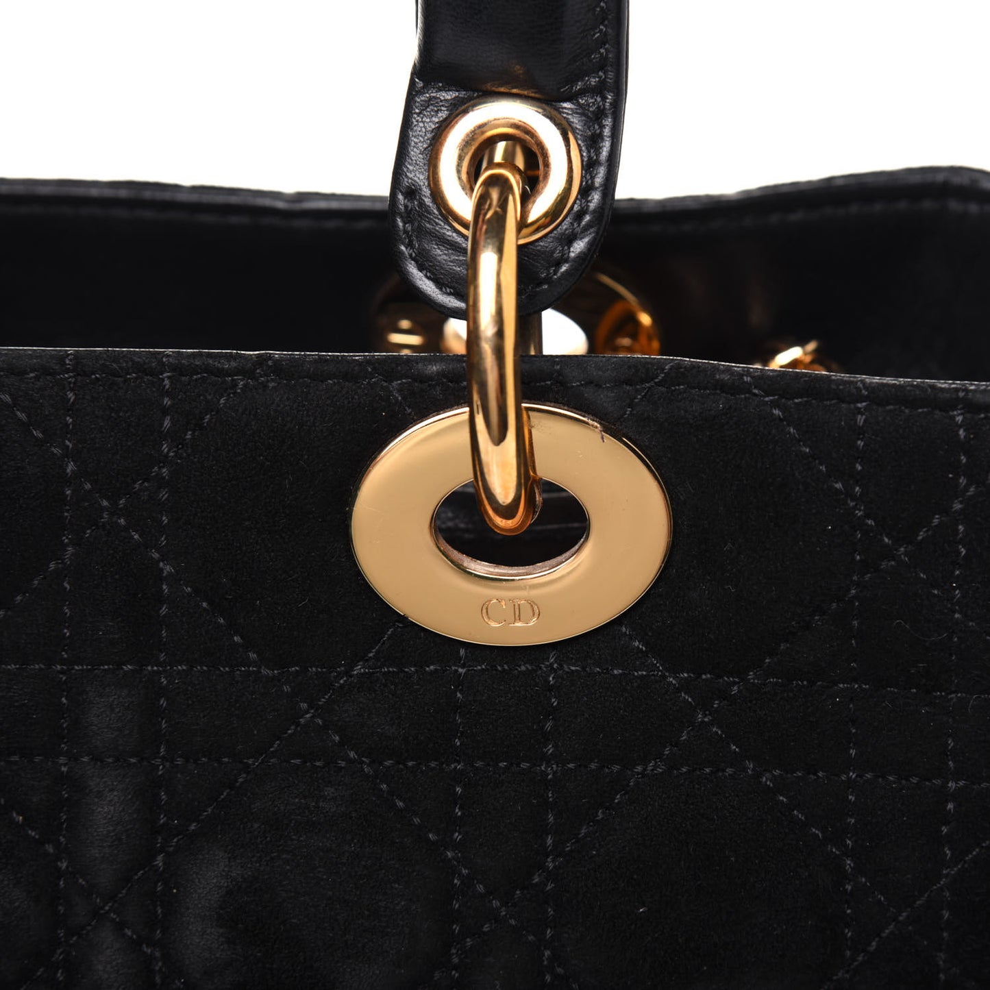 Suede Cannage Medium Lady Dior Black