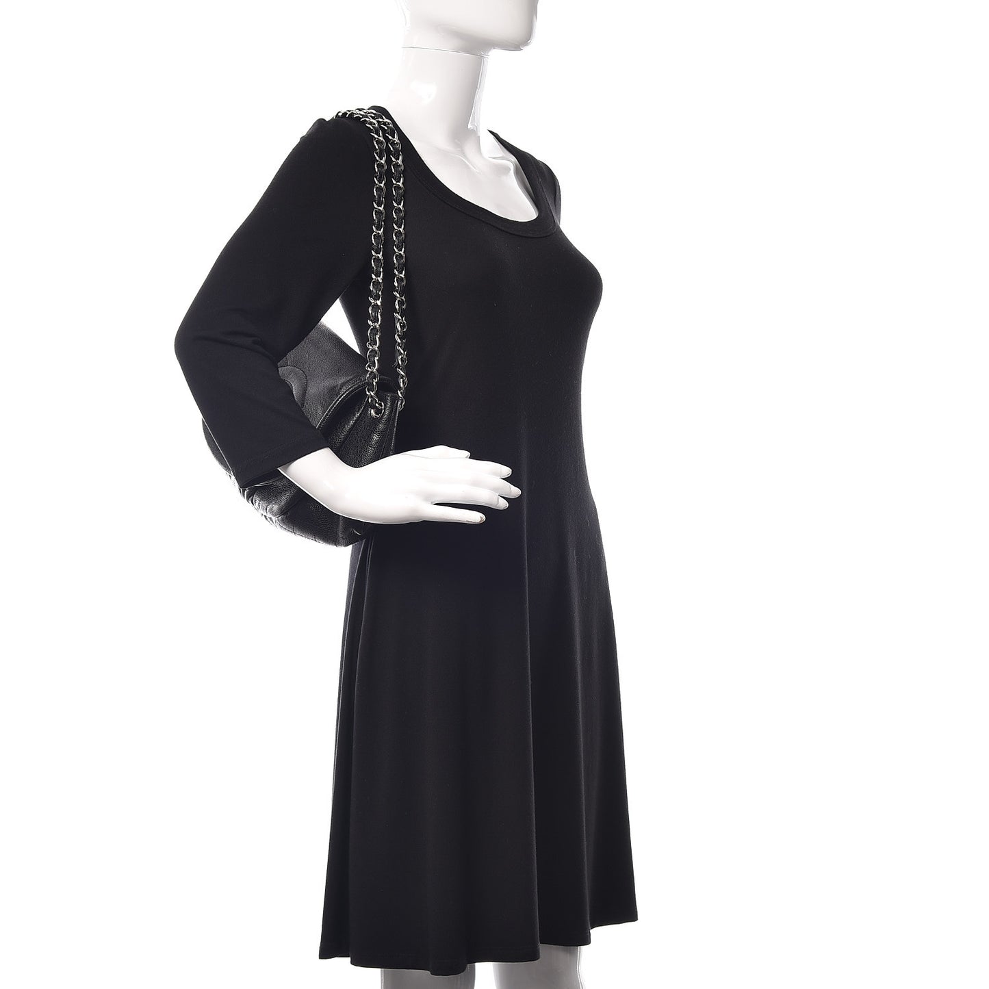 Caviar Half Moon Large Flap Black