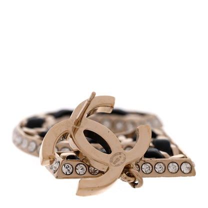 Chanel Crystal Lambskin Chain CC No 5 Drop Earrings Gold Black 4 of 5