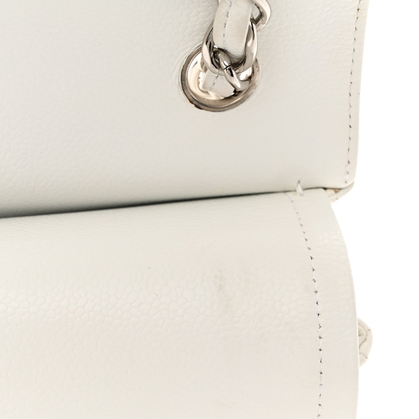 Caviar Quilted Jumbo Double Flap White