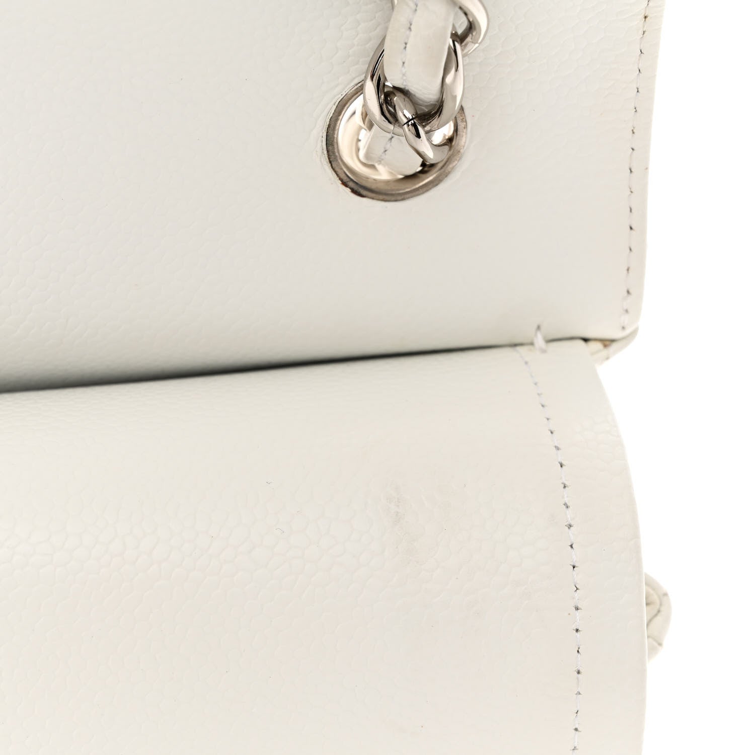 Chanel Caviar Quilted Jumbo Double Flap White 15 of 20