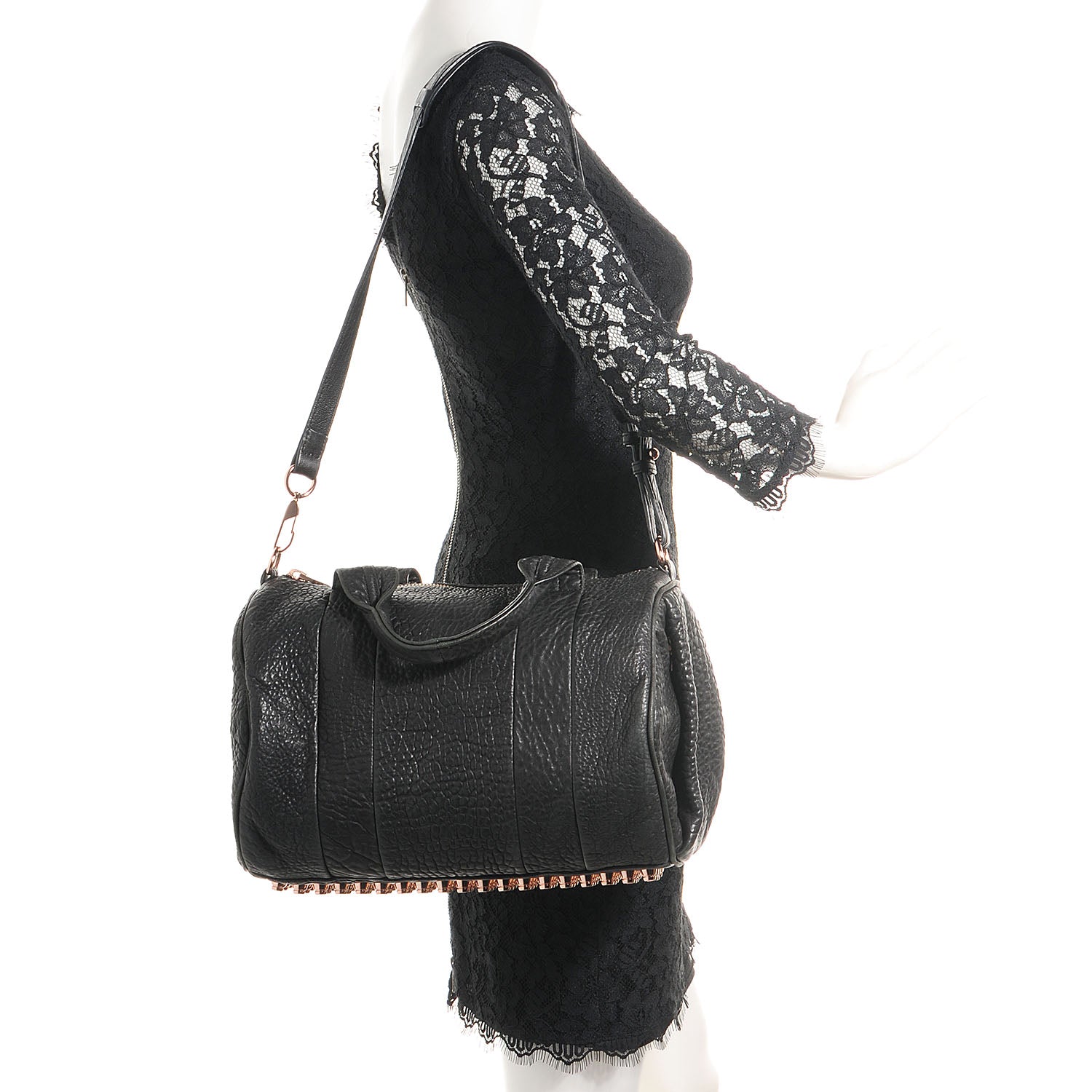Alexander Wang Pebbled Lambskin Rocco Black with Rose Gold Hardware 2 of 7