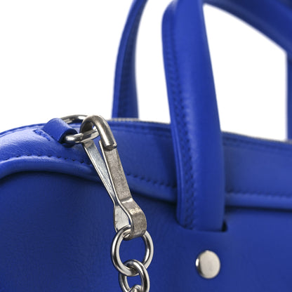 Balenciaga Shiny Day Calfskin Logo XS Triangle Chain Duffle Bleu Roi White 11 of 12