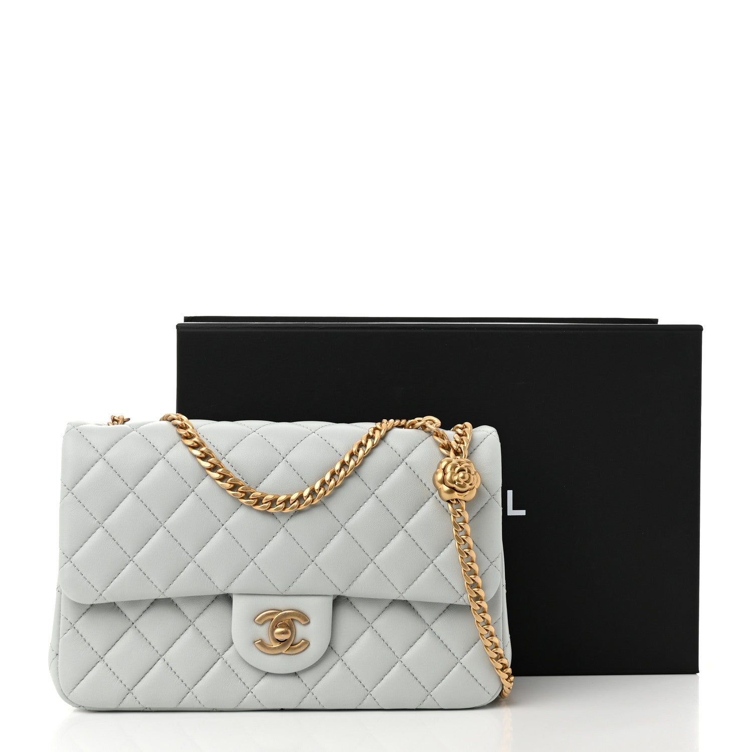 Chanel Lambskin Quilted Small Sweet Camellia Flap Light Blue 11 of 11