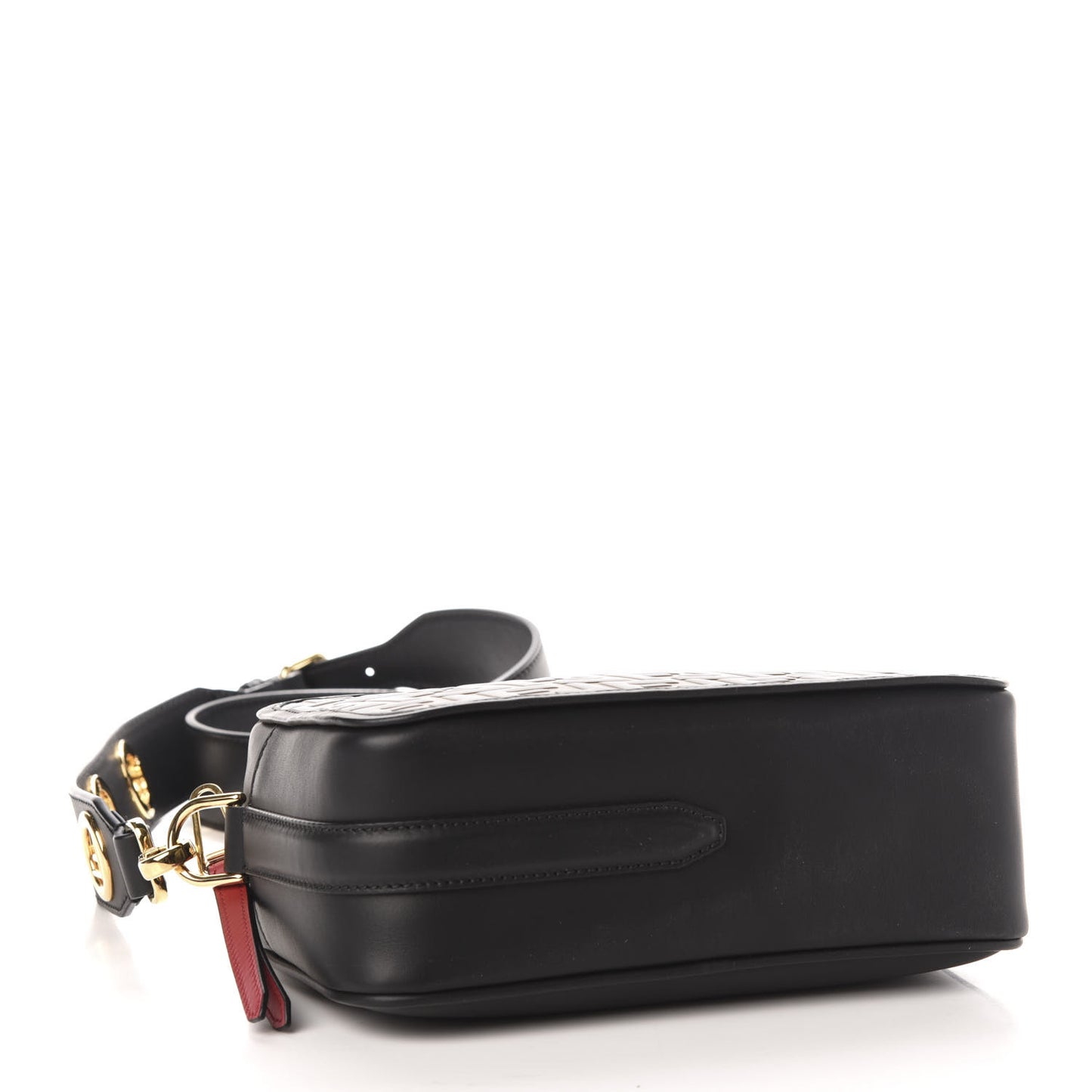 Vitello Century F is Fendi Bi-Color FF 1974 Embossed Camera Case Maya Black