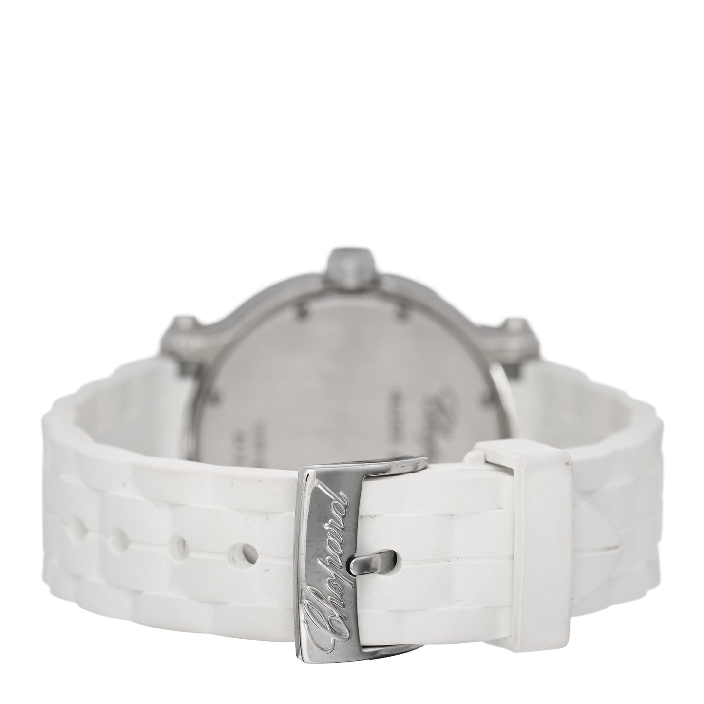 Stainless Steel Rubber Diamond 36mm Happy Sport Snow Flake Quartz Watch White