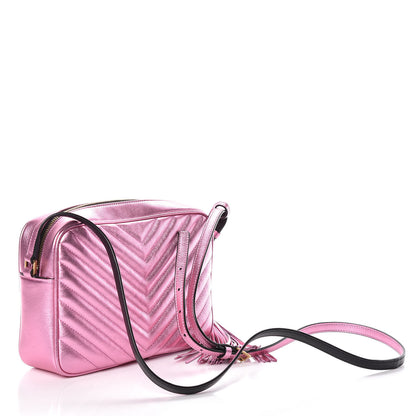 Saint Laurent Metallic Calfskin Matelasse Monogram Lou Camera Bag Vegas Pink 3 of 8