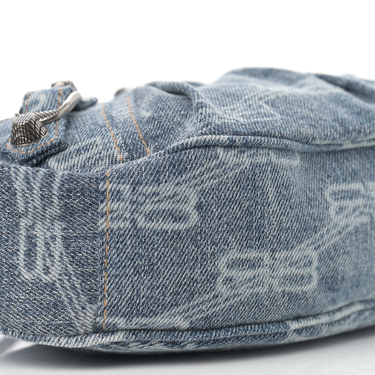 Bleached Denim BB Monogram Le Cagole Shoulder Bag XS Blue