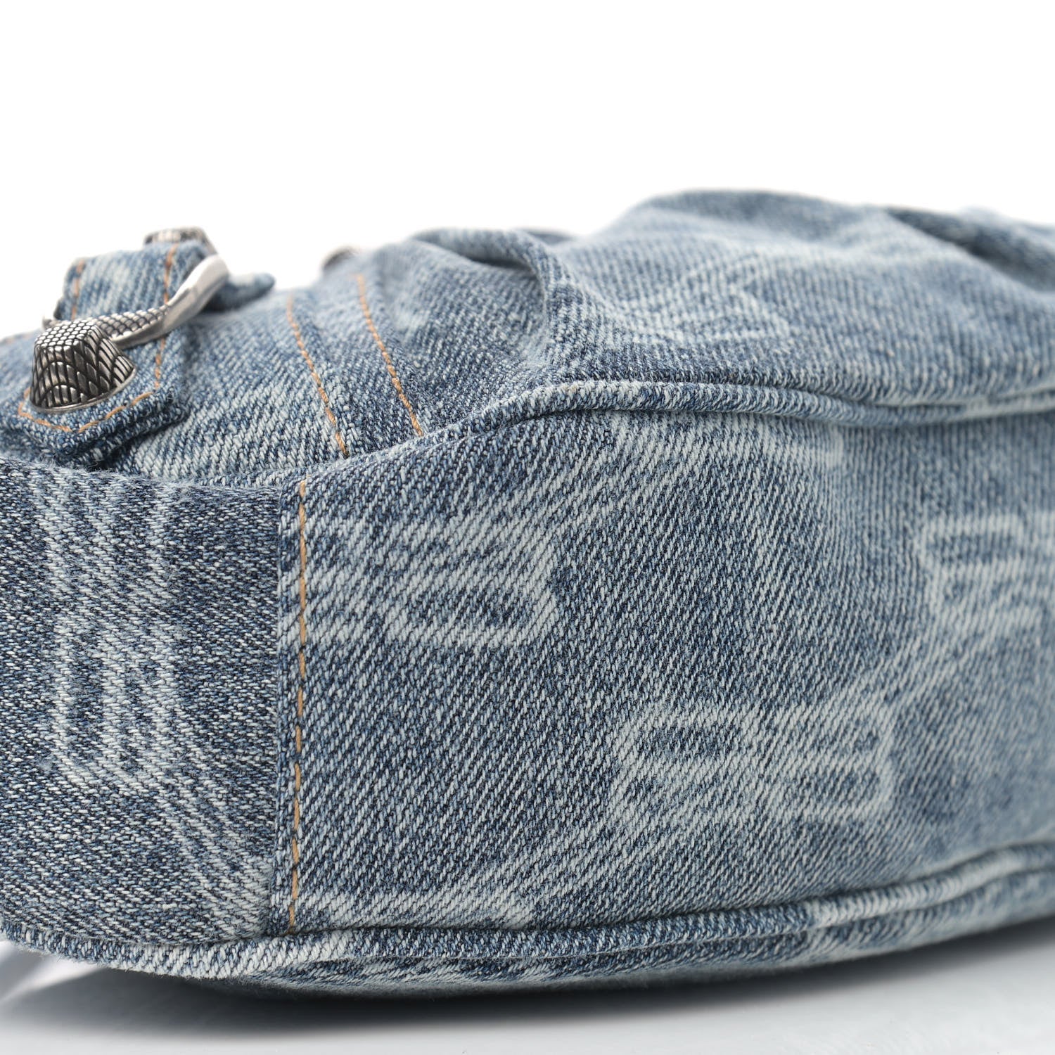 Balenciaga Bleached Denim BB Monogram Le Cagole Shoulder Bag XS Blue 9 of 10