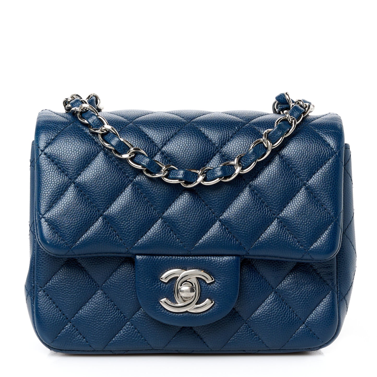 Caviar Quilted Mini Square Flap Navy