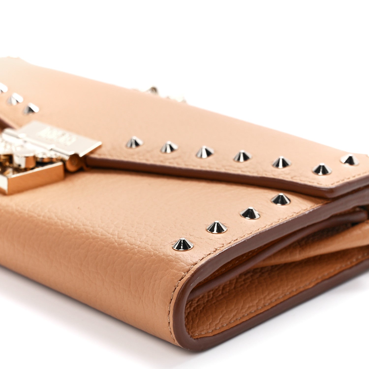 MCM Calfskin Studded Patricia Wallet On Chain Cognac 11 of 12