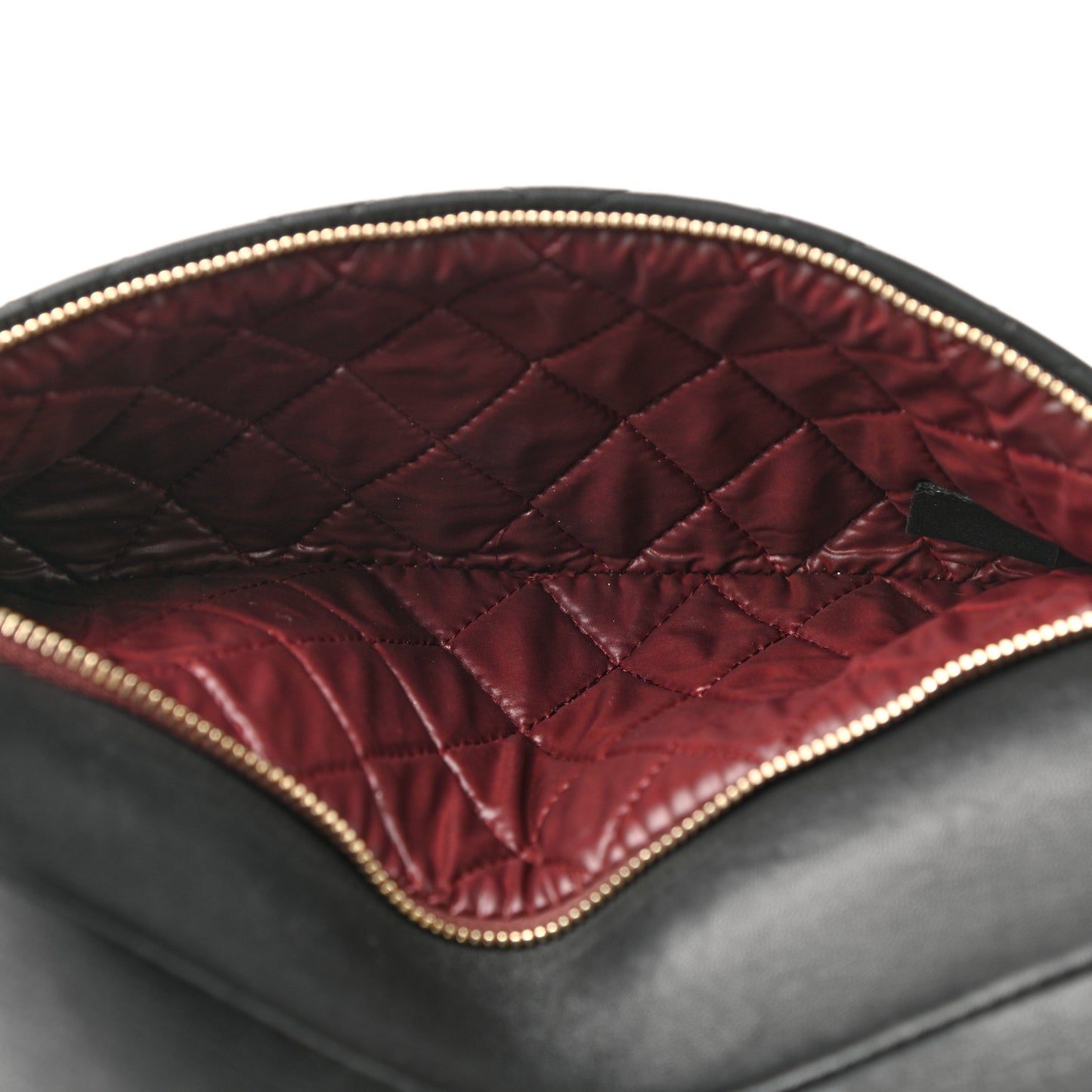 Lambskin Quilted CC Beauty Clutch Black
