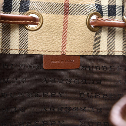 Burberry Haymarket Check Drawstring Bucket Bag Brown 8 of 11